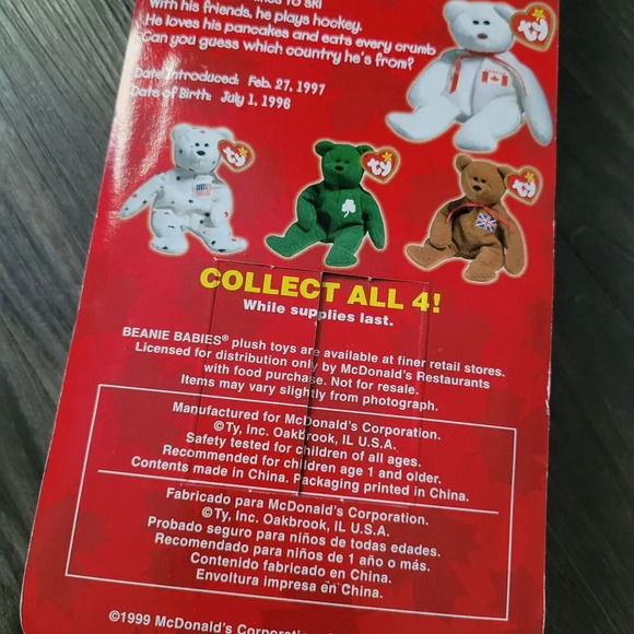 1999 McDonalds ty Beanie Baby Maple The Bear Vintage ERRORS 1993 OAKBROOK New - Picture 5 of 10